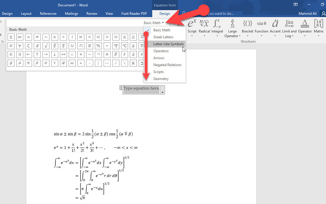 draw an arrow for chemical equation in mac word 2016